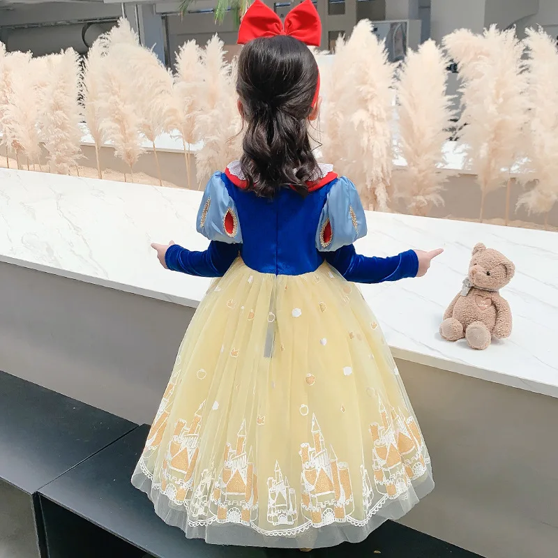 Disney Kids Girls Princess Costume Snow White Fall Sleeve Spring Cosplay Party Dress Children Party Clothes Fancy Teens Clothing