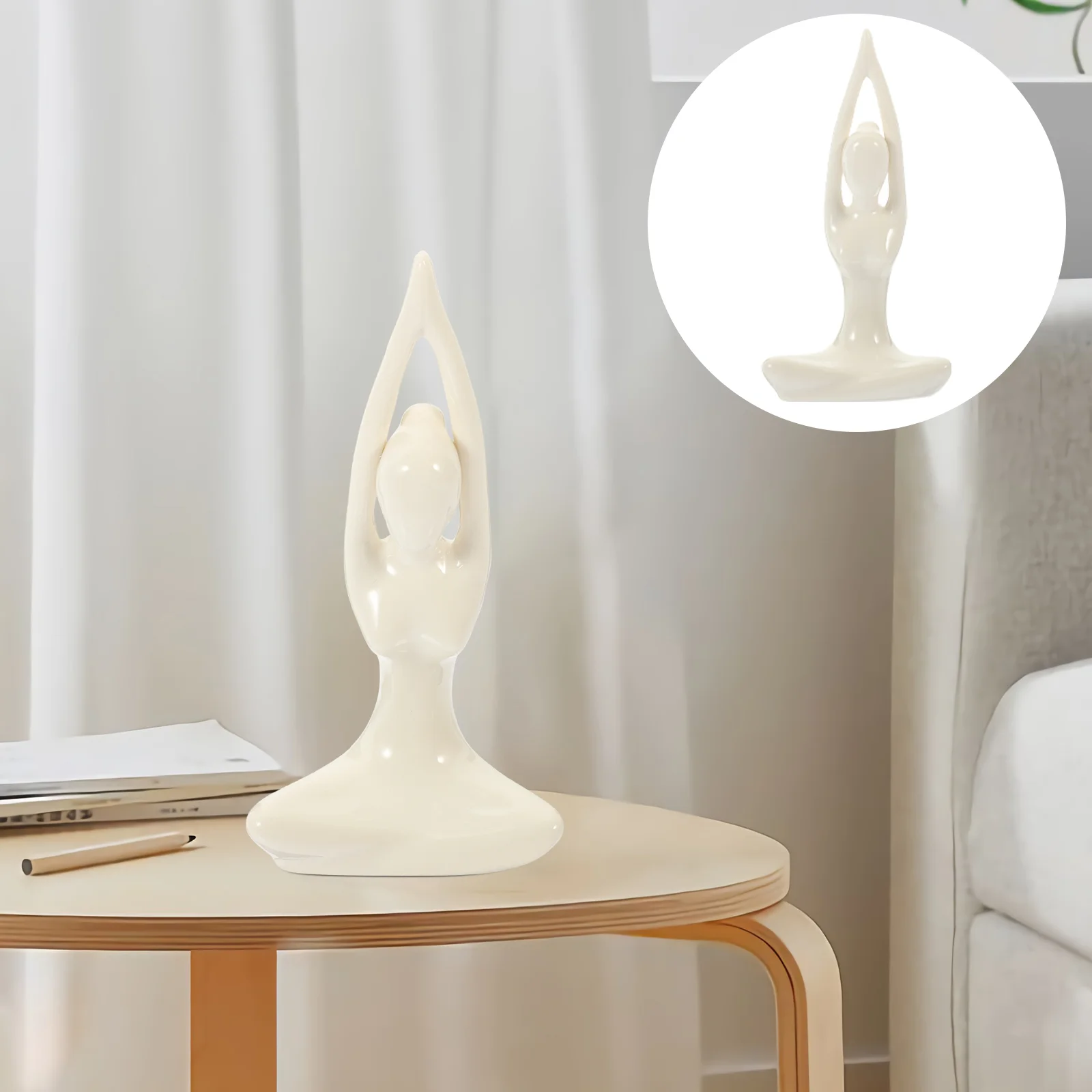 

Yoga Ceramic Figurine Statue Figure Figurines Table Kit House Miniature Ornament Desktop Abstract Decor Sculpture Zen Garden