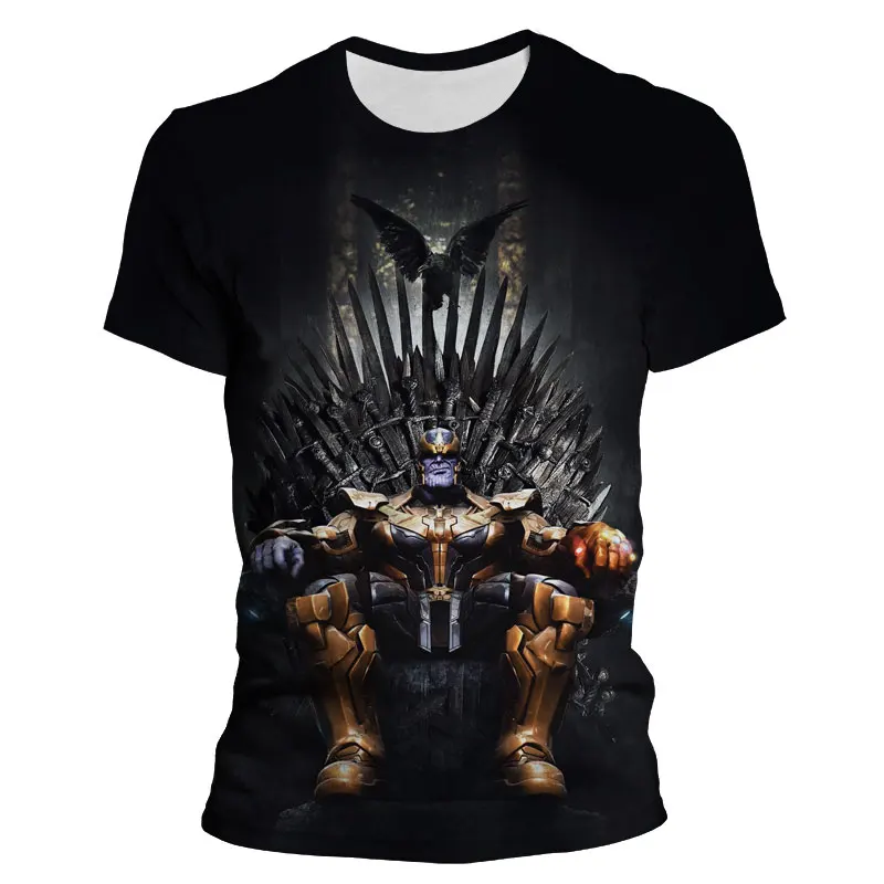 

Футболка с коротким рукавом для мужчин и женщин, крутая тенниска с 3D принтом Marvel Thanos, летняя уличная одежда, повседневные майки