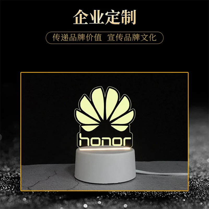 Подарочная 3D-ночная лампа с творческой атмосферой, подарок на день рождения, праздничный логотип, акриловая настольная лампа.