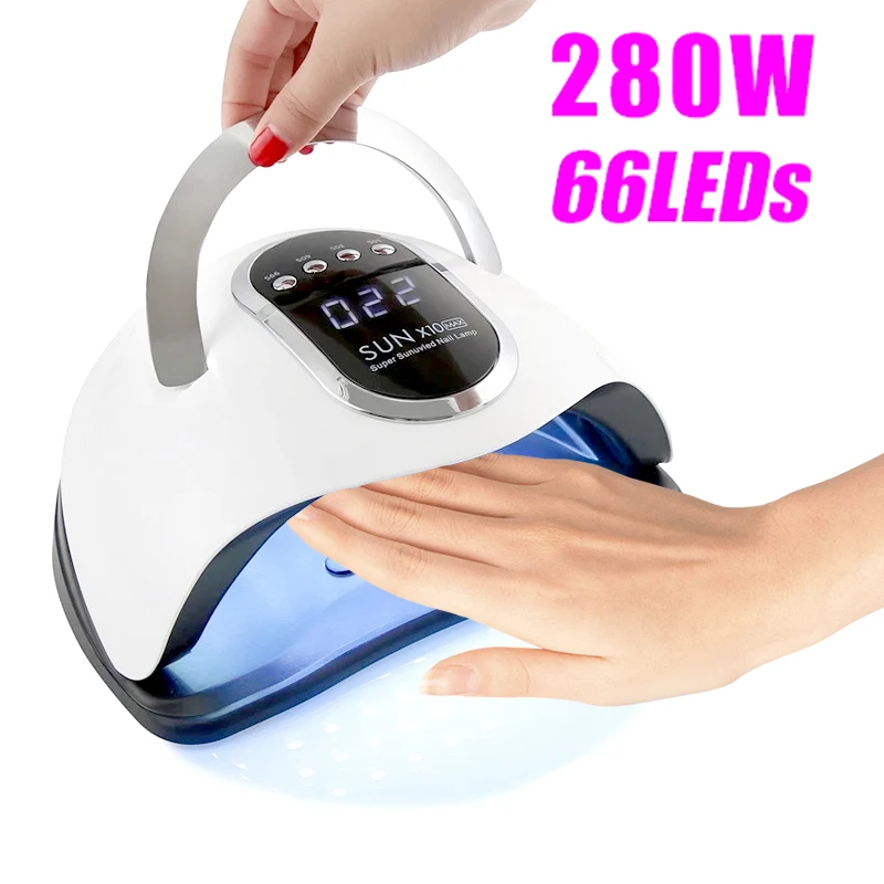 

SUN X10 MAX UV LED Nail Lamp for Manicure 280W Curing Gel Polish Drying Machine 66LEDS Home Professional Smart Nails Dryer