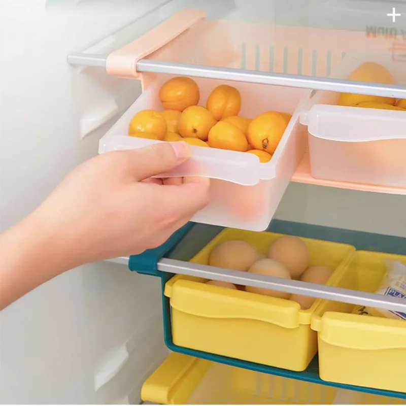 

Refrigerator Drawer Plastic Storage Box Pull-Out Food Fruit Container Shelf With Box Food Fresh Storage Shelf Drawer Boxes Tool