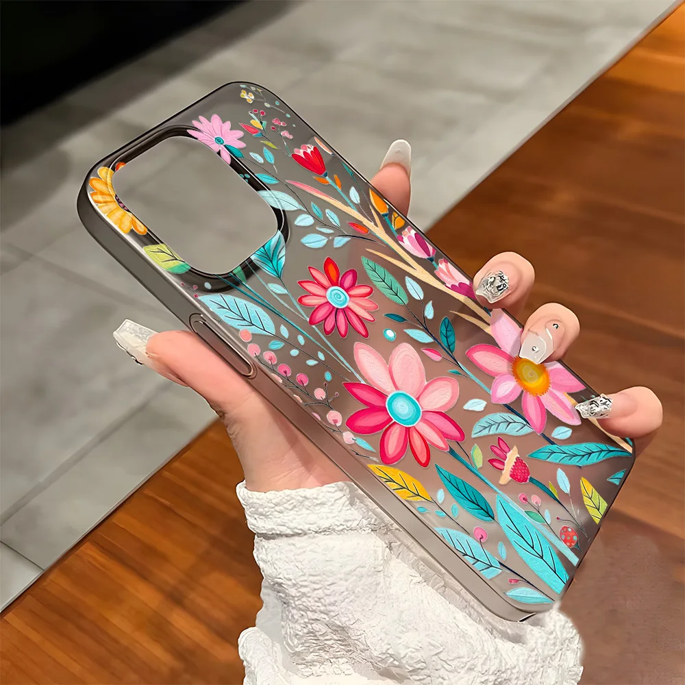 Чехол для телефона с цветочным узором лотоса iPhone 16 Pro Max 13 чехол 11 14 15 13Pro Plus 12 чехлы