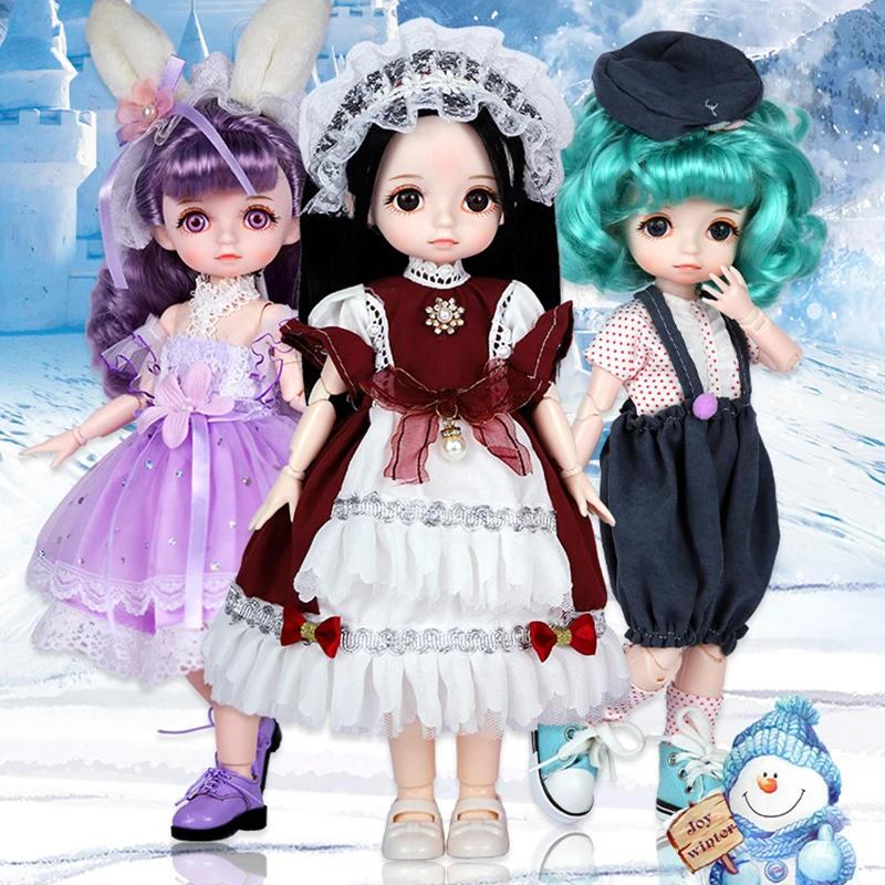 

1/6 Bjd Dolls for Girls Hinged Doll 30Cm with Clothes Purple Brown Eyed Articulated Toys for Children DIY Playsets