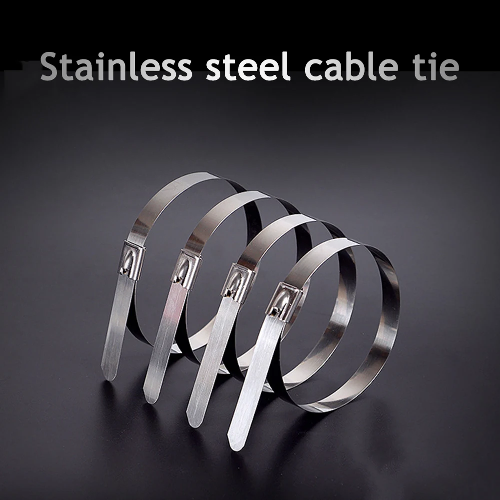 

Multi-Purpose Locking Cable Metal Zip Ties 304#Stainless Steel Cable twist Ties Locking Metal Zip-Exhaust Wrap Coated