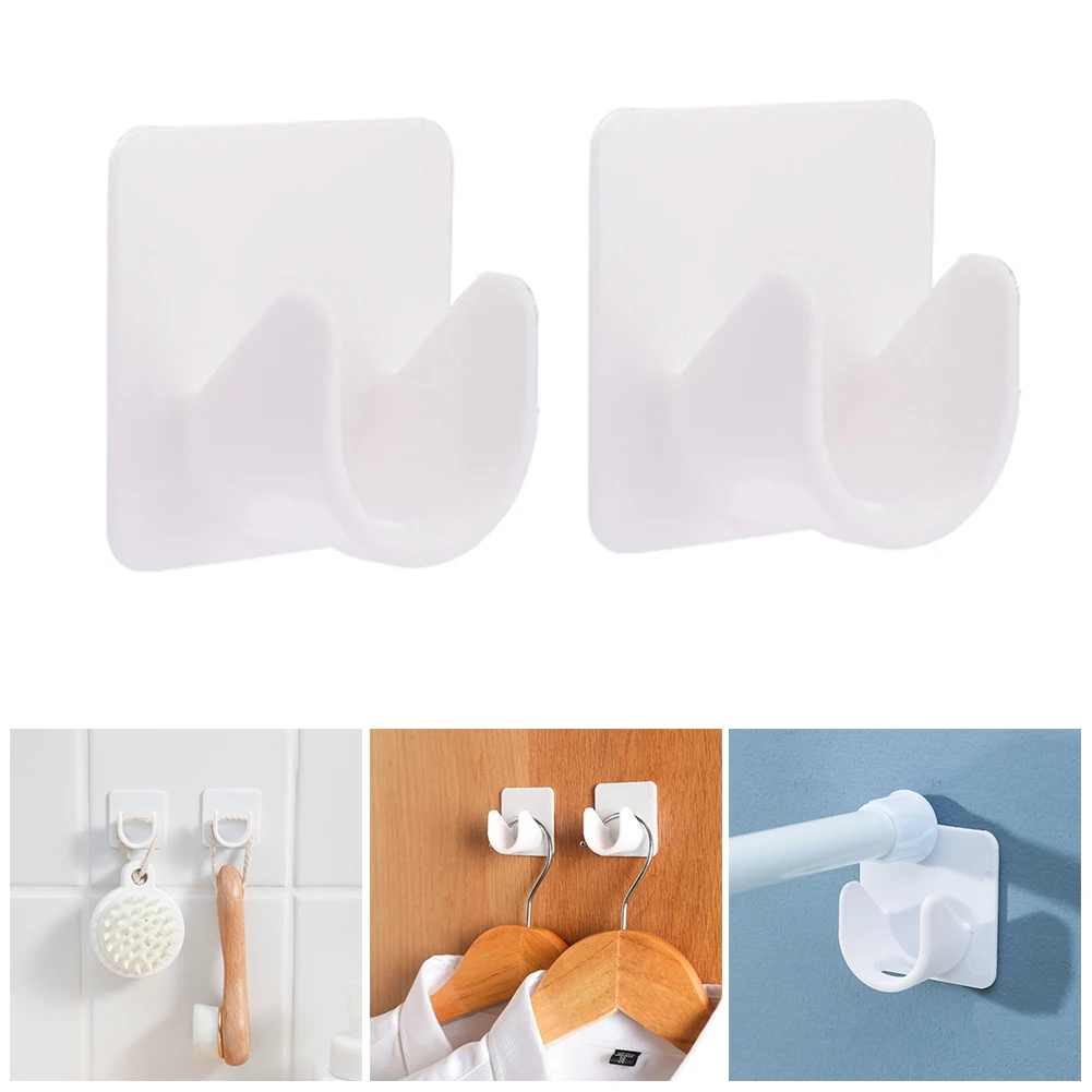 

2pcs Bathroom Bracket Nail-Free Strong Curtain Rod Bracket Holder No Drilling Self-Adhesive Rod Hooks Wall Curtain Fixed Clip