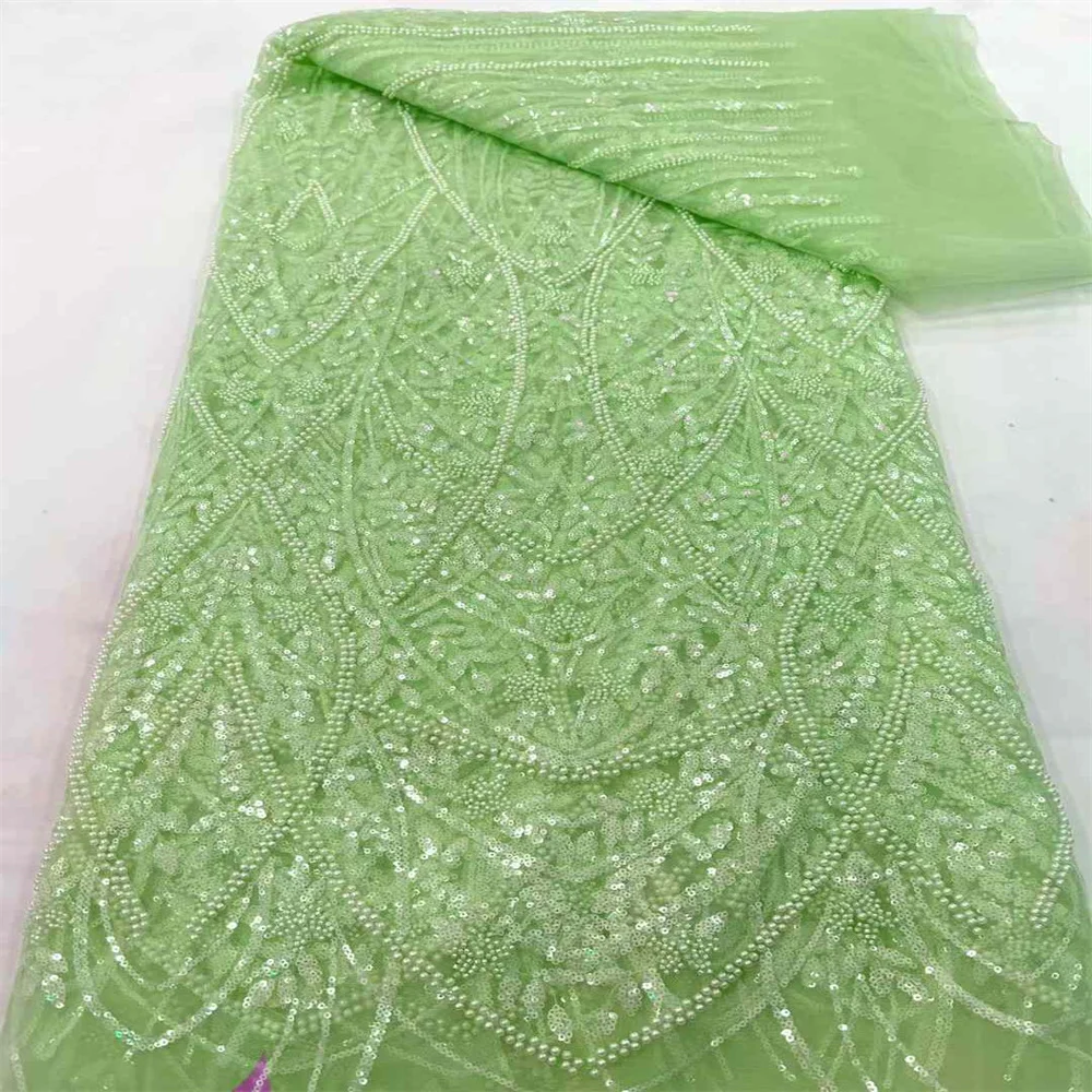 Африканская французская кружевная ткань с бисером 2024 высококачественное