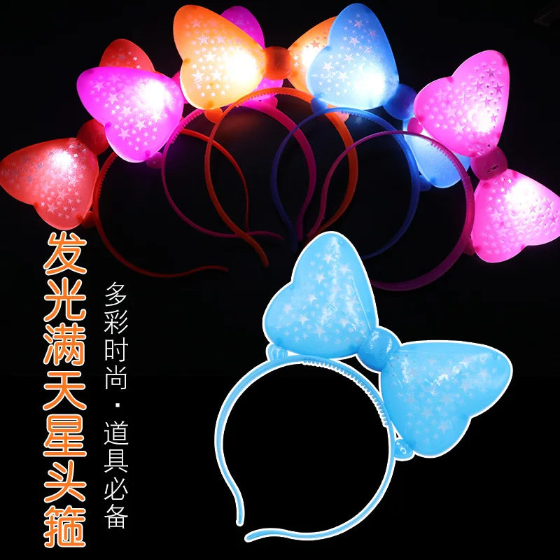 

New Starry Korean Version of The Luminous Bow Headband Hairpin Flash Hairpin Hairpin Headband Concert Hair