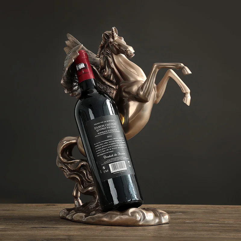 

Crafts Resin Horse Statue Sculpture Modern Art Rack Wine Cabinet Home Decoration Accessories