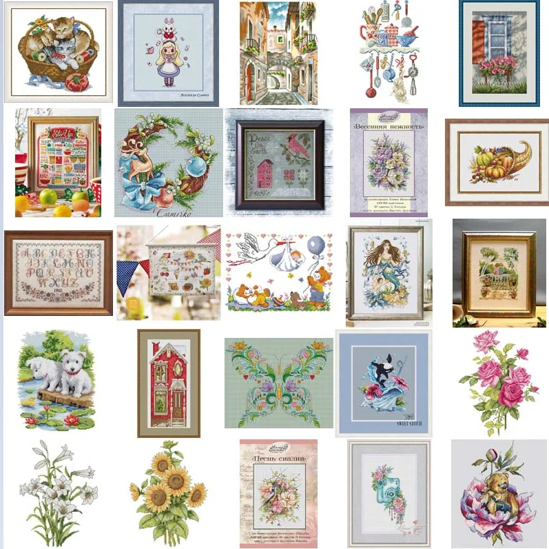 

Cat, flowers pattern Cross Stich Embroidery set Electronic drawing Cross Stich Needlework PDF by Email new