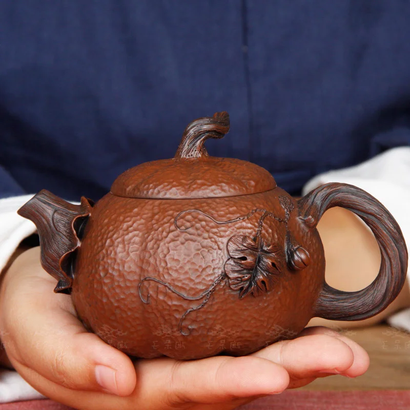

220 мл Jianshui фиолетовая глина ручной работы молотковая Тыква чайник керамический набор кунг-фу посуда для напитков чайная церемония