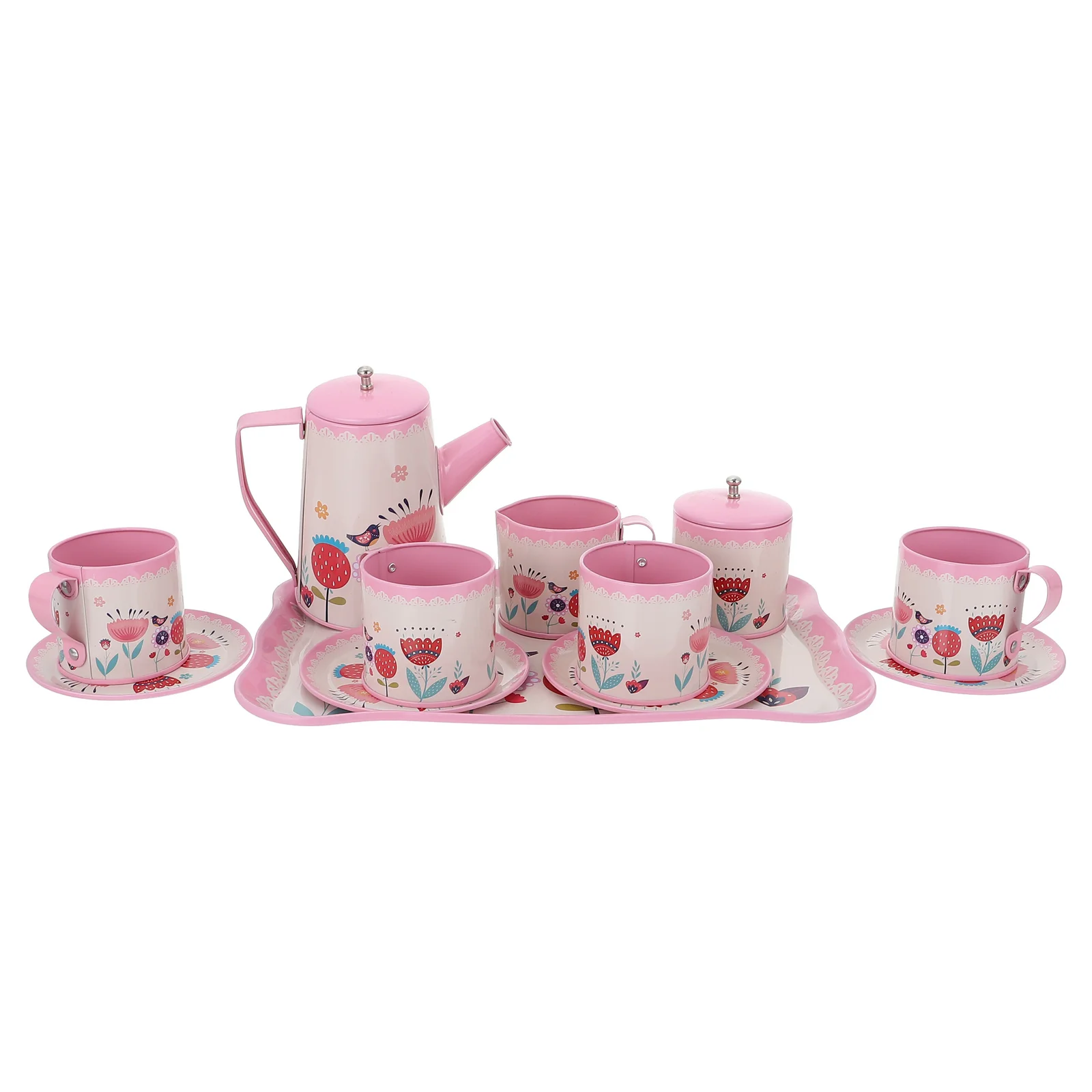 

Kids Tea Cup Toys Set: Pretend Tin Teapot Set for Tea Party Child Kitchen Pretend Play Toys Miniature Tea Cups Saucers