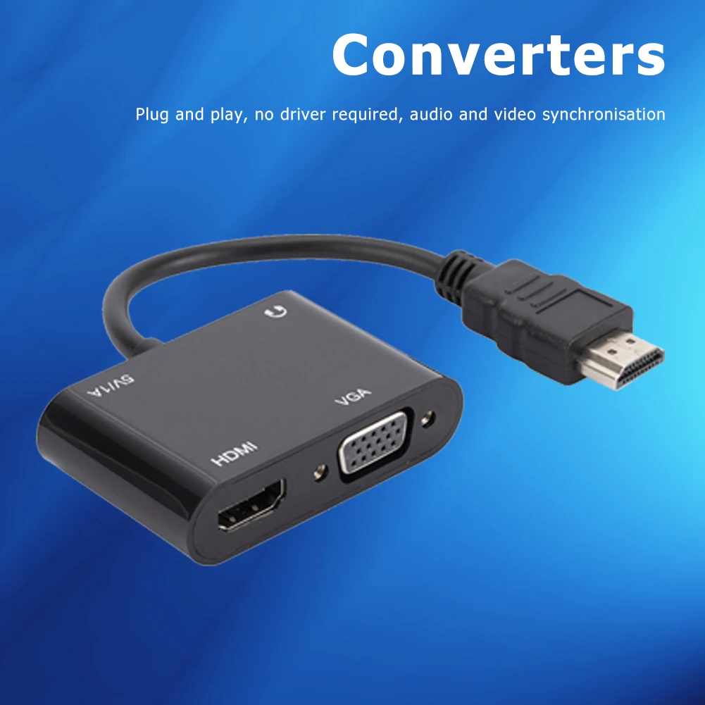 1 в 2 выхода HDMI-совместим с HDMI-совместимый адаптер VGA 3 5 мм аудио HD ТВ разветвитель