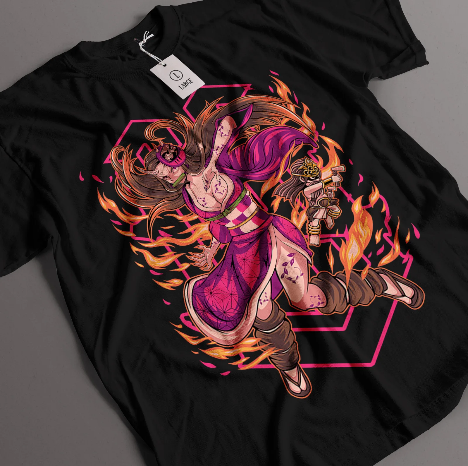 Футболка Nezuko с изображением рассекающего демонов аниме футболка Tanjiro Muzan Doma Akaza