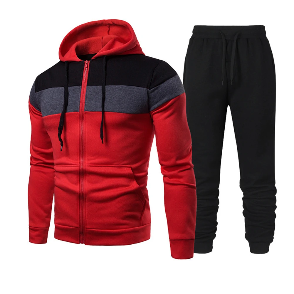 

Men Casual Tracksuit Sweatshirt Jacket Long Pants 2 Piece Set Male Casual Hooded Solid Sportswear Sets Autumn Gyms Sweat Suits
