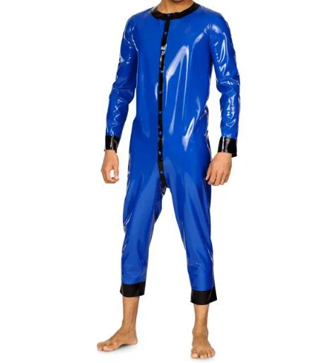 100% натуральный латексный каучук комбинезон синий костюм боди Хэллоуин униформа