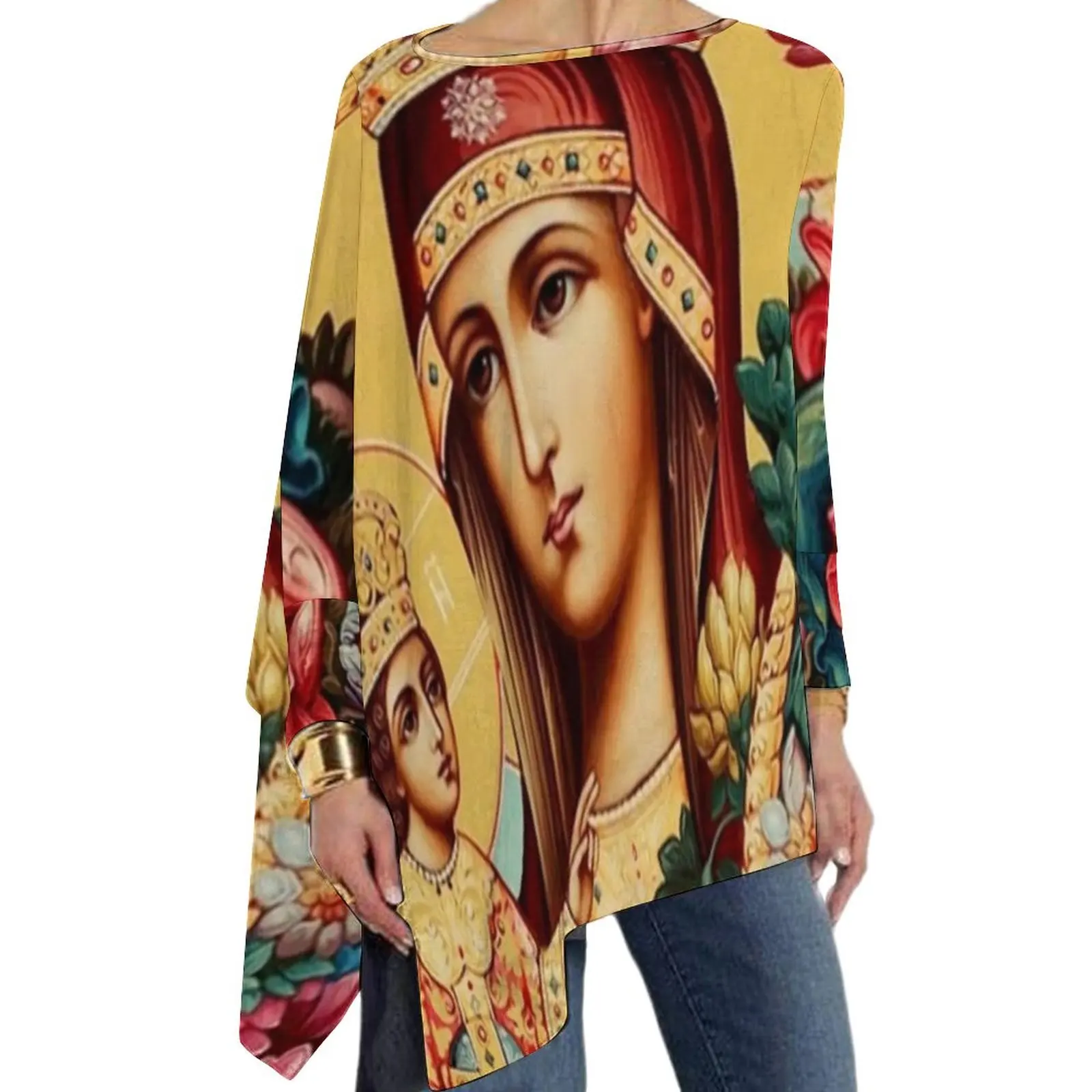 

Женская футболка оверсайз с длинным рукавом, с рисунком