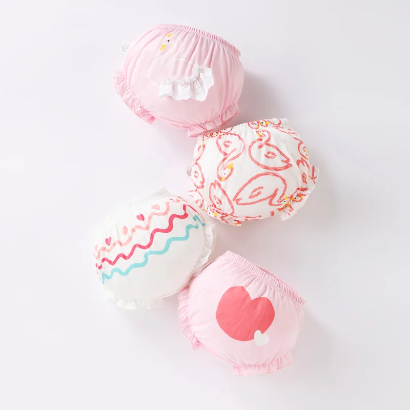 

4 шт./комплект, хлопковые трусы для девочек