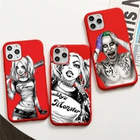 suicide squad birds of prey harley quinn joker phone case for iphone 13 12 11 pro max mini xs 8 7 6 6s plus x se 2020 xr red