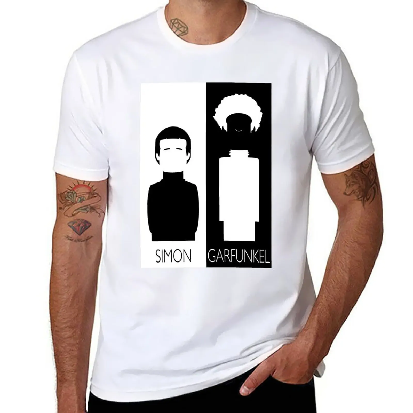 Новинка футболка Simon and Garfunkel B &amp W летние топы аниме одежда черные футболки для