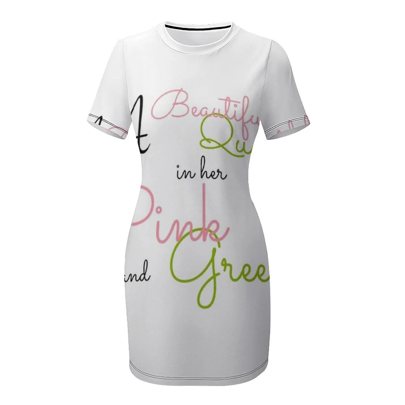 Красивая королева в розовом и зеленом платье HBCU с короткими рукавами стиле AKA