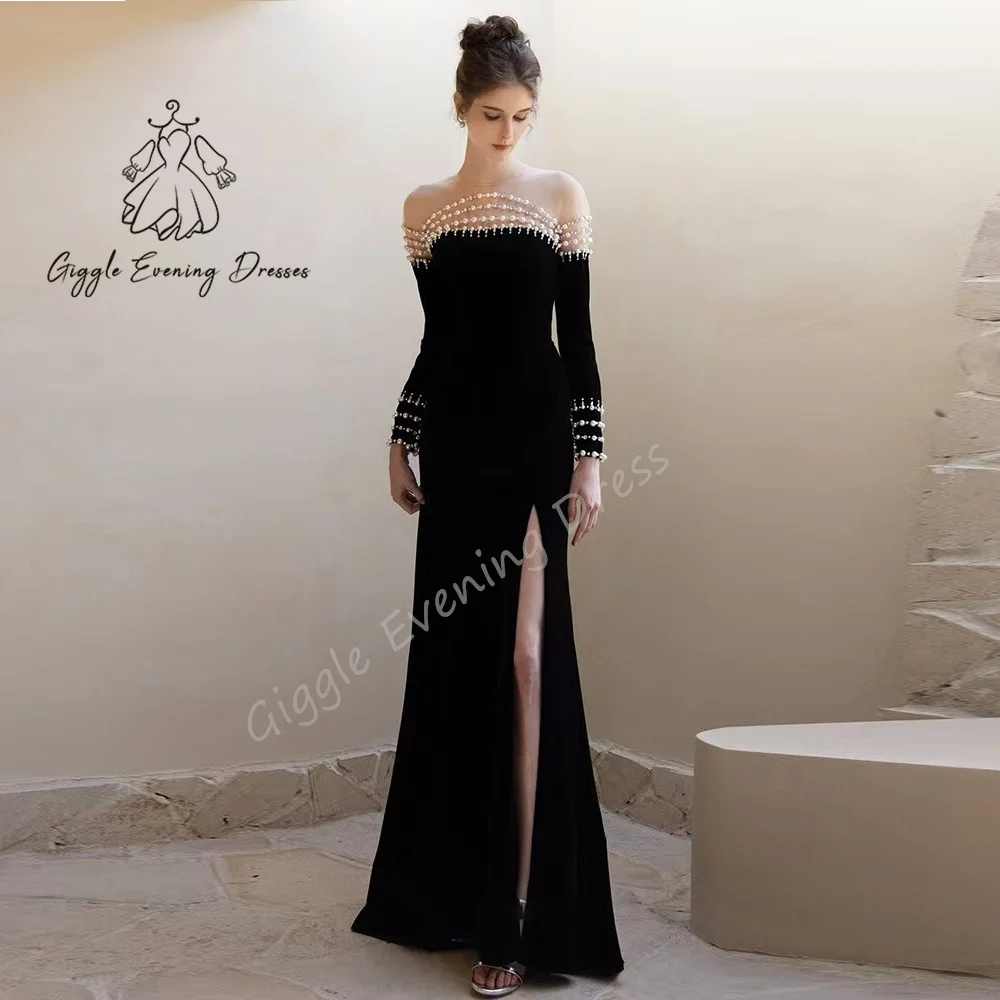 Роскошное вечернее платье Giggle с прямым жемчугом индивидуальное круглым вырезом