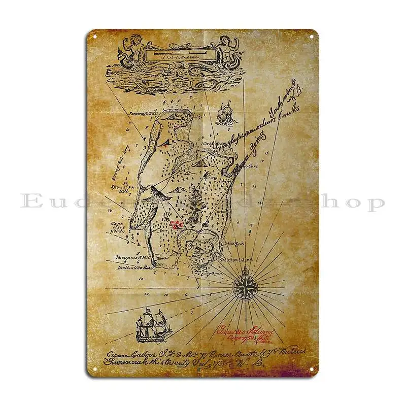 

Металлическая табличка карта острова сокровищ