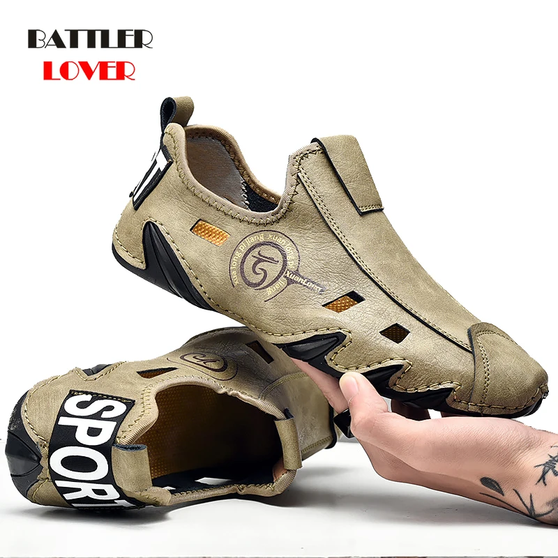 

38-48 Men's Sneaker Genuine Cow Leather Men Loafers Shoes Fashion Slip On Men Driving Shoes Soft Sapato Masculino Mocassin Homme