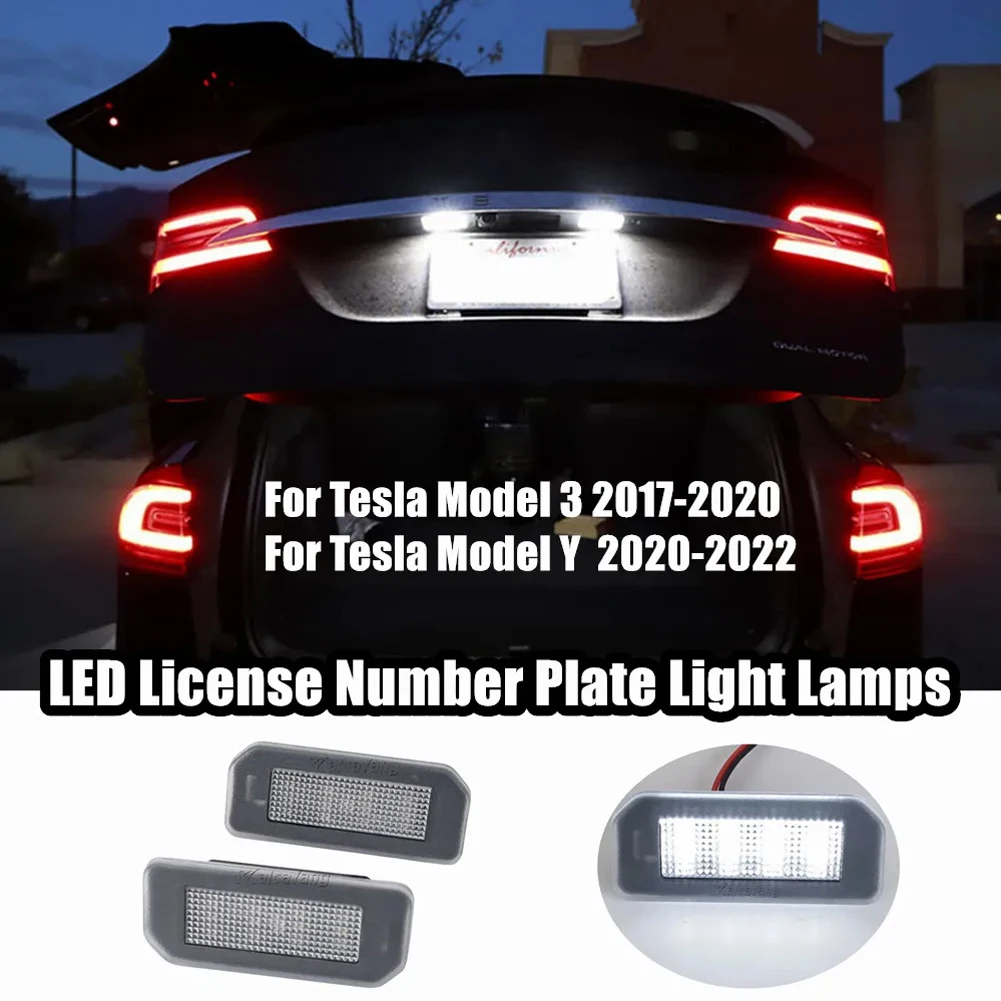 

2Pcs LED 6000k White Number Plate Light For Tesla Model 3/Y 2017-2022 1449730-00-B 1077408-00-E License Plate Light