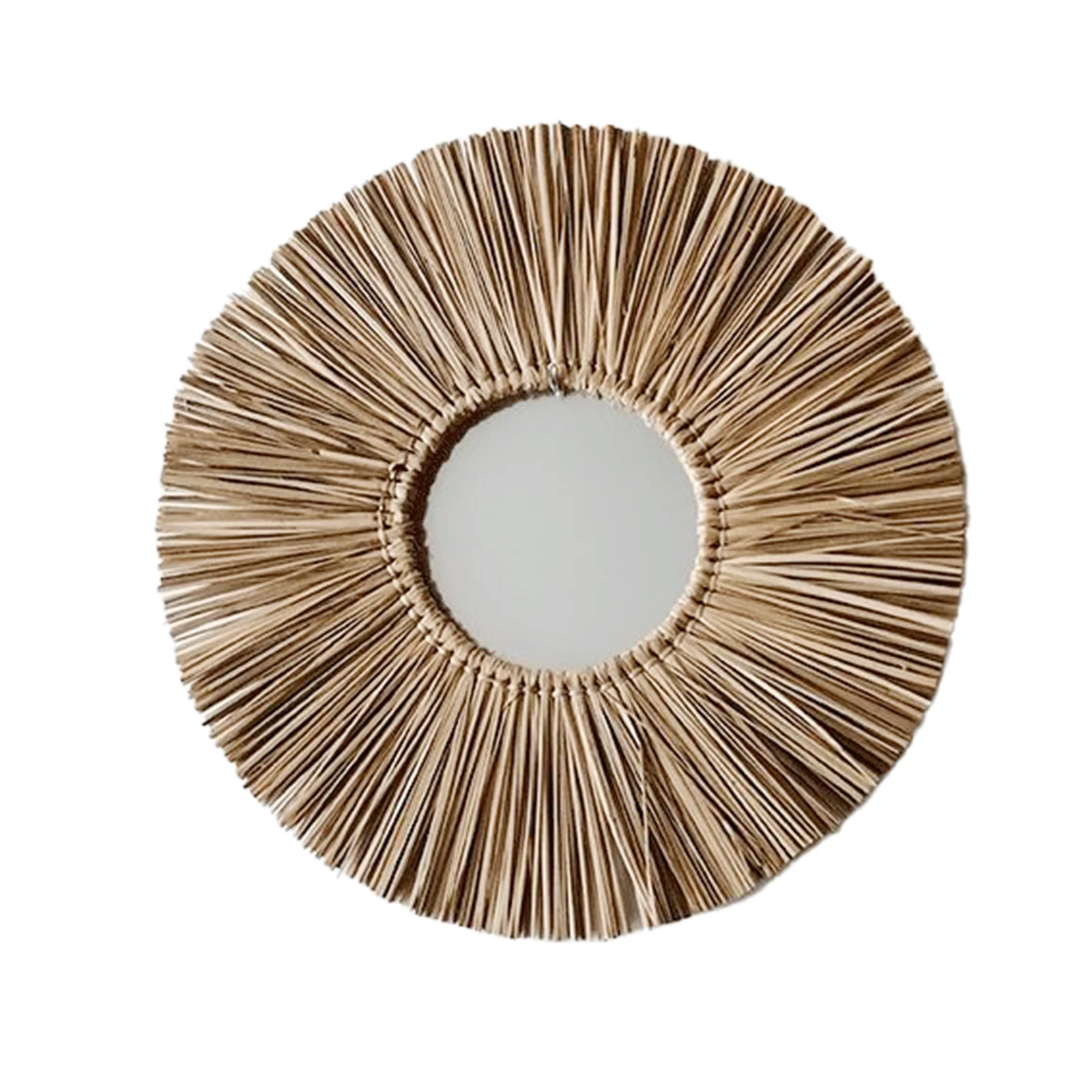 

15.7inches Round Hanging Wall Mirror,Decorative Straw Rope Wall Mounted Mirror Room Decor Home Decorations Macrame Wall Decor