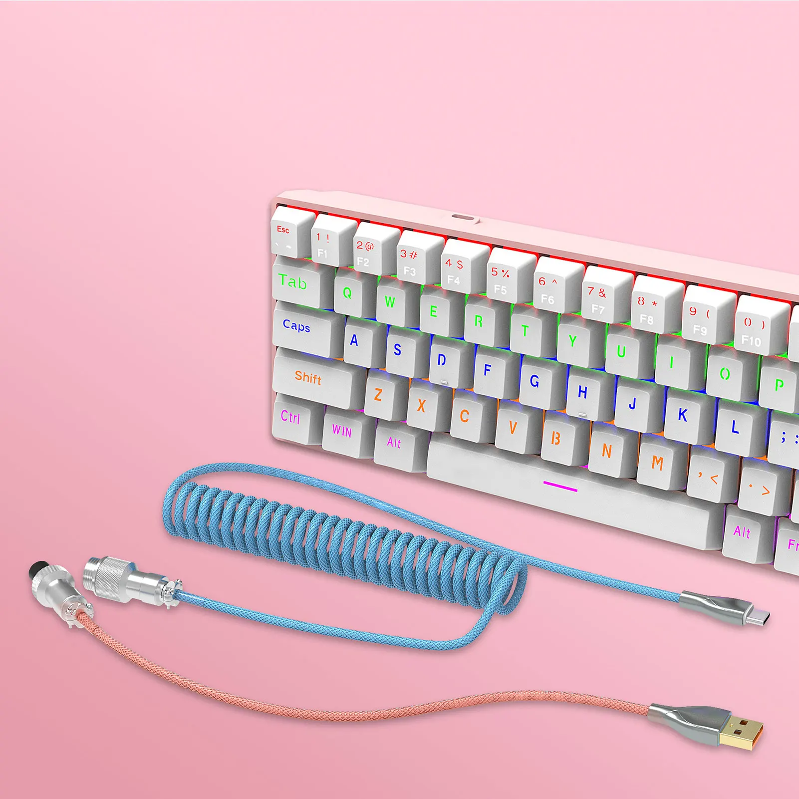 

USB-кабель типа C, механическая клавиатура, спиральный кабель, провод, механическая клавиатура, авиаторы, настольный компьютер, авиационный р...