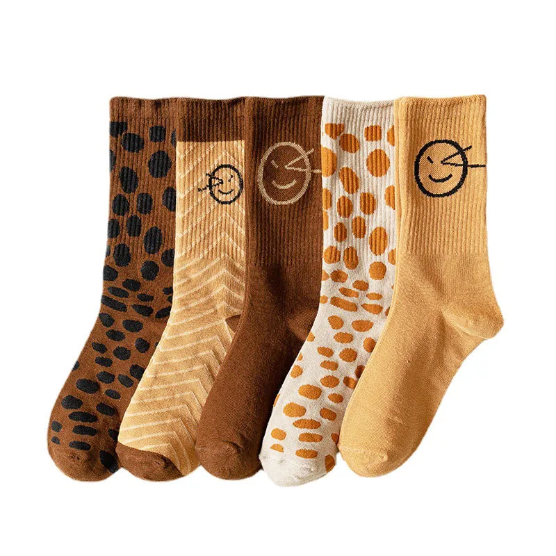 

Ladies Cotton Socks 3 Pairs/Various Ladies Smiley & Spot Socks Sweat Absorbent Breathable Cute Schoolgirl Socks