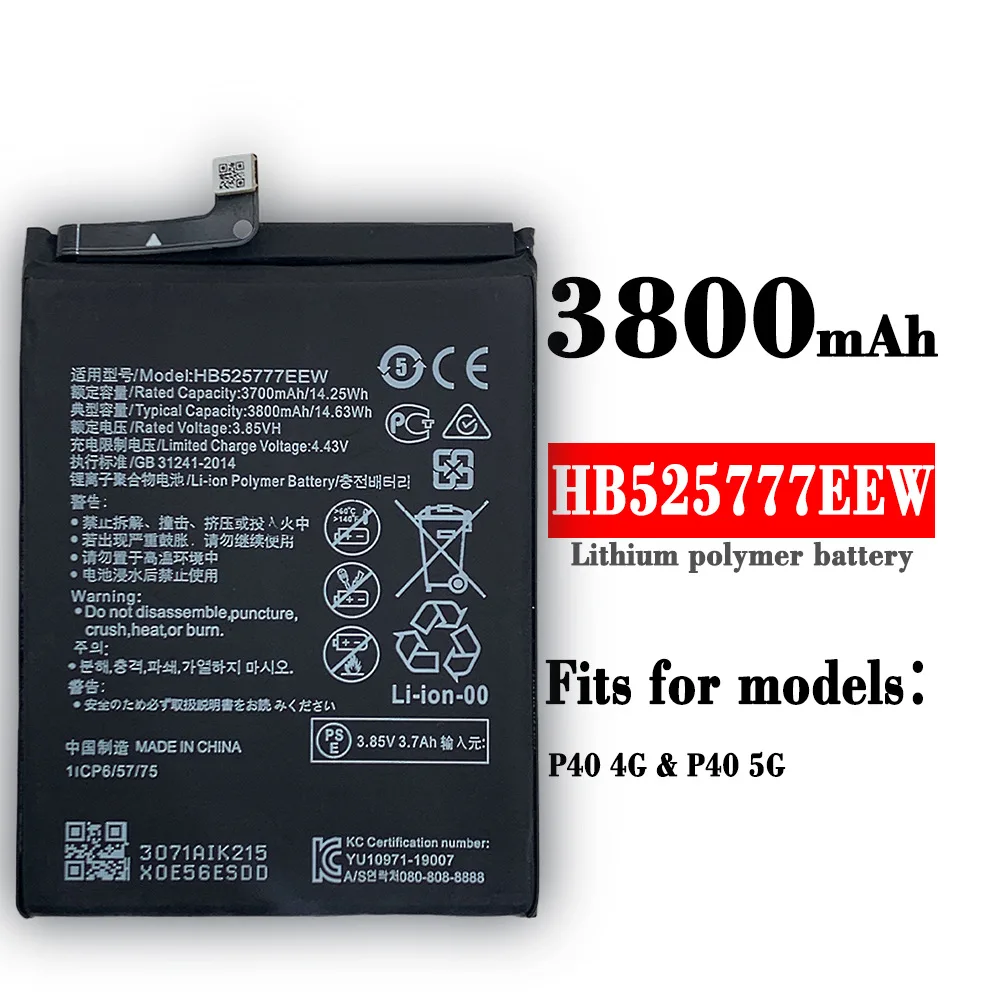 

New 100% Orginal Battery 3800mAh HB525777EEW For Huawei P40 4G/5G Pro Mobile Phone Batteries High Quality Replacement Battery