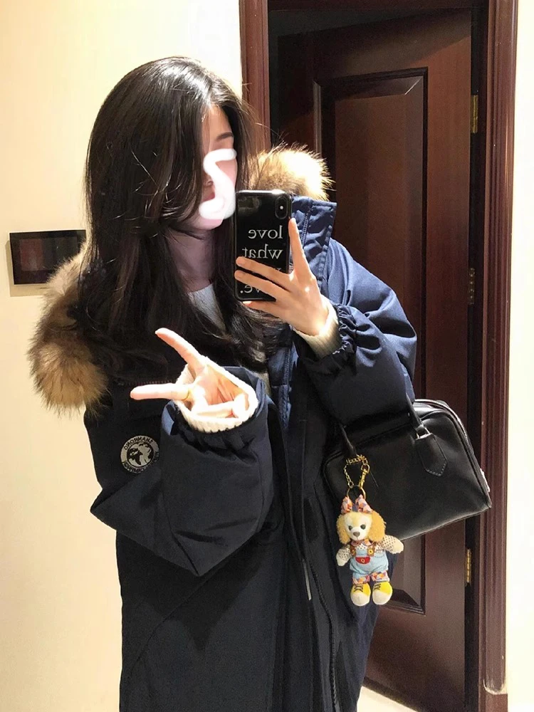 Темно-синий пуховик-карго Parker одежда на хлопковой подкладке женская зимняя