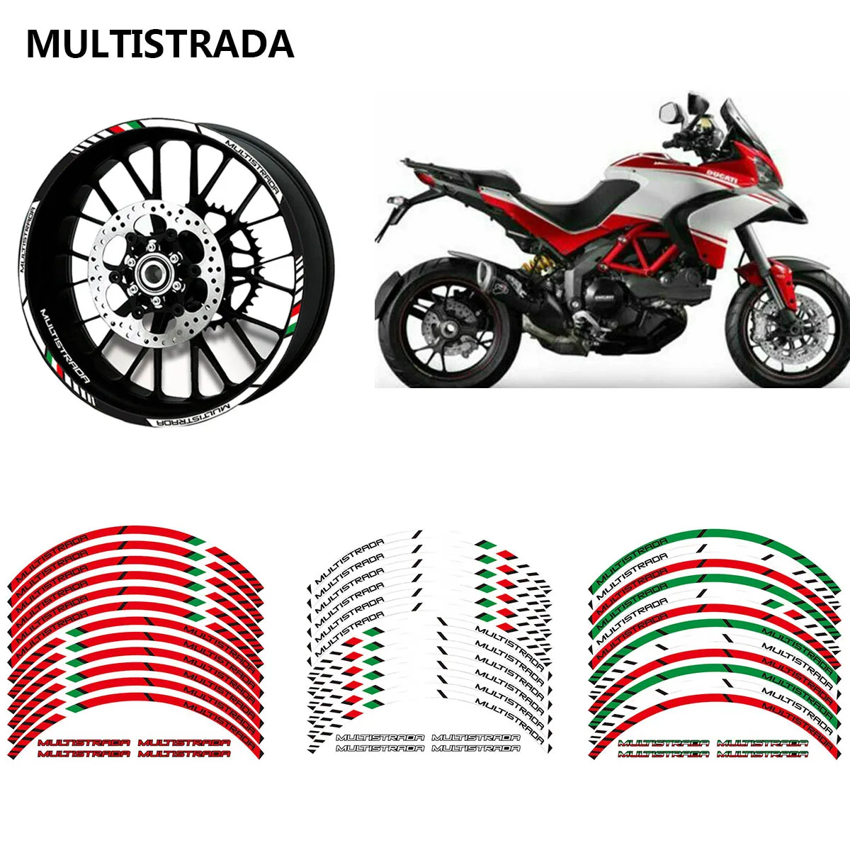 

Rim Sticker Stripe Wheel Decals For MULTISTRADA 1260 1200 1200 s DUCATI