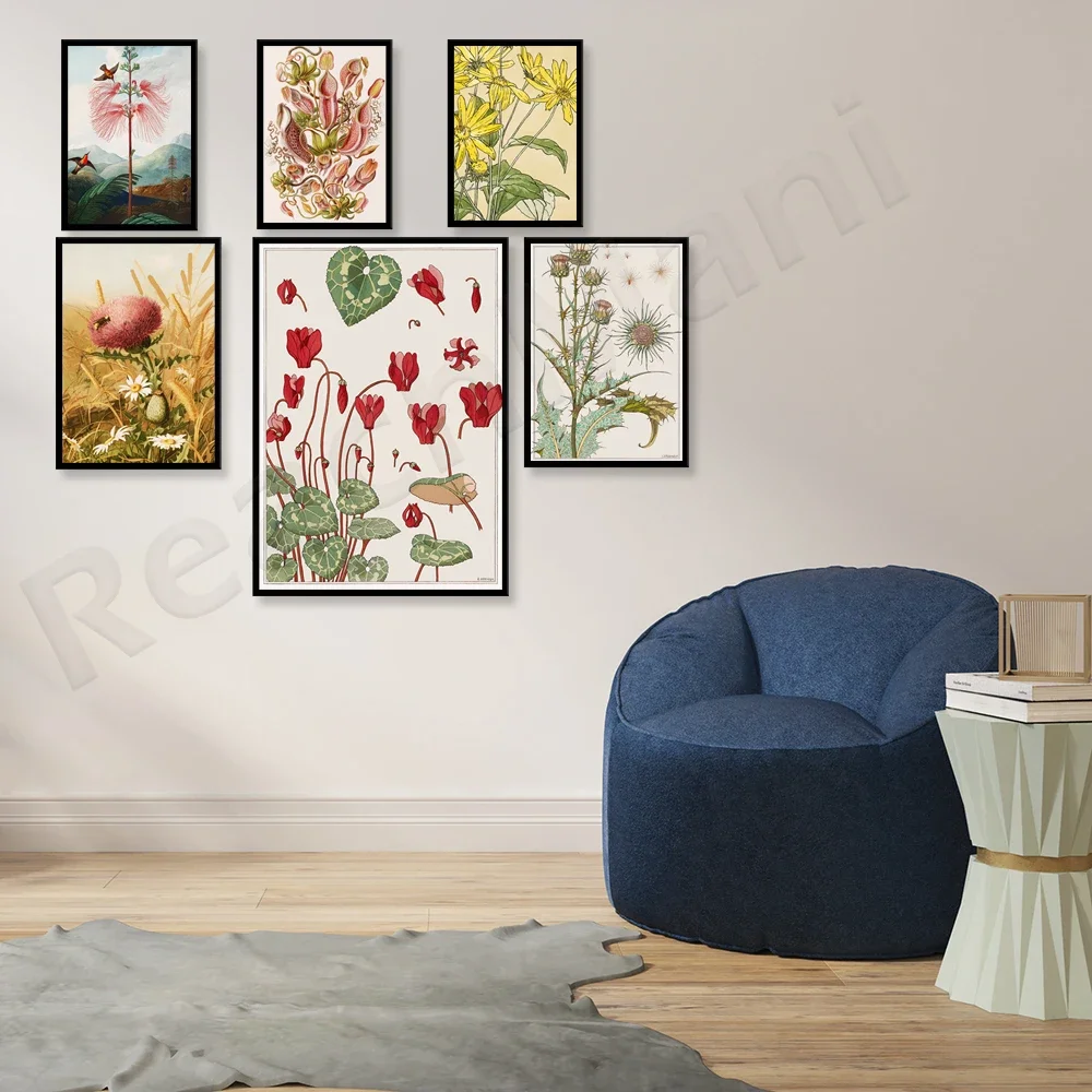 Plant posters pitcher plants cyclamen mushrooms tropical fruits Citrus Magnolia floral print plant wall art poster