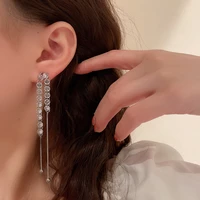 cute round crystal tassel beads dangle earrings for women cubic zirconia drop earrings 2022 korean fashion girl party jewelry