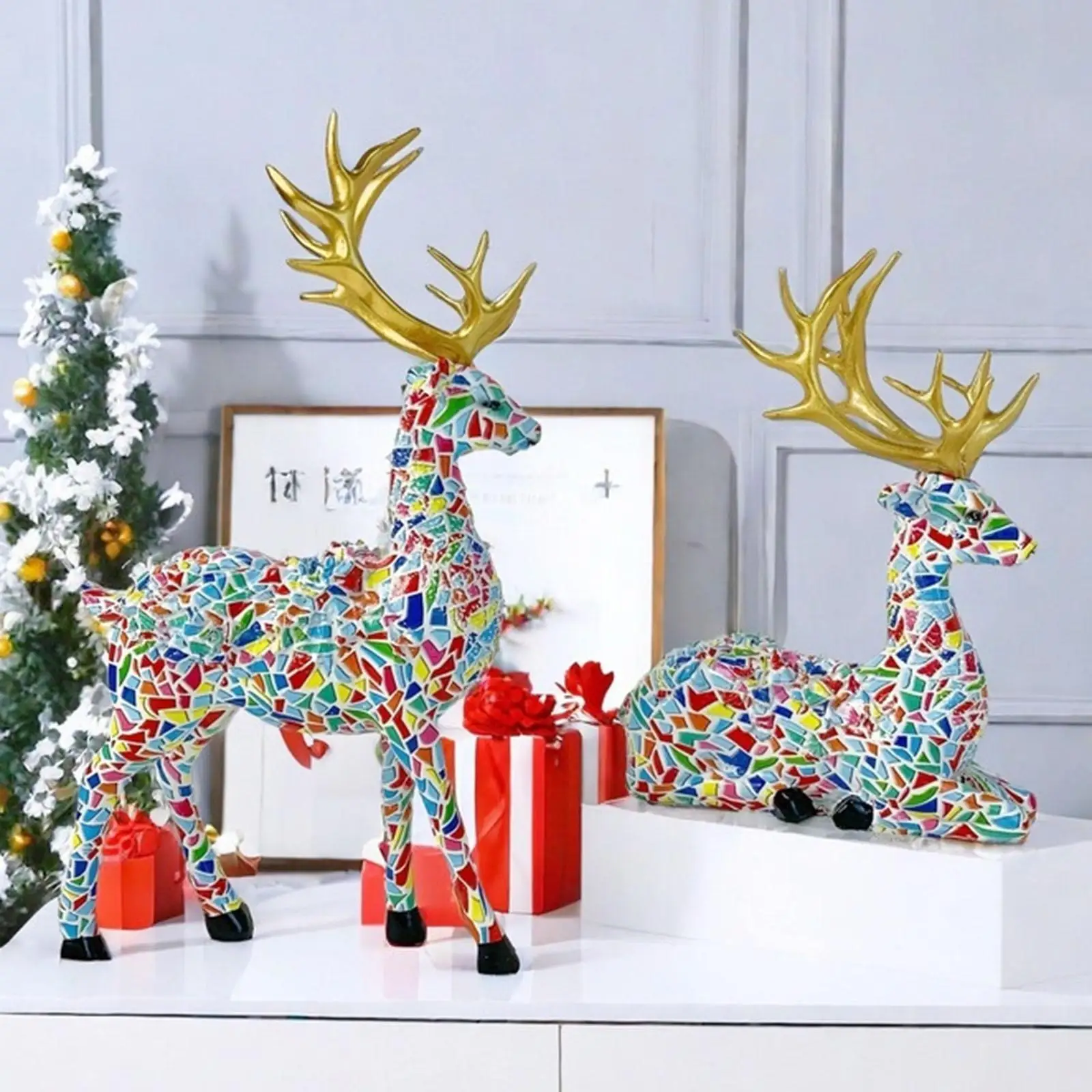 2x статуя оленя из смолы фигурка на Новый год свадьбу День святого Валентина