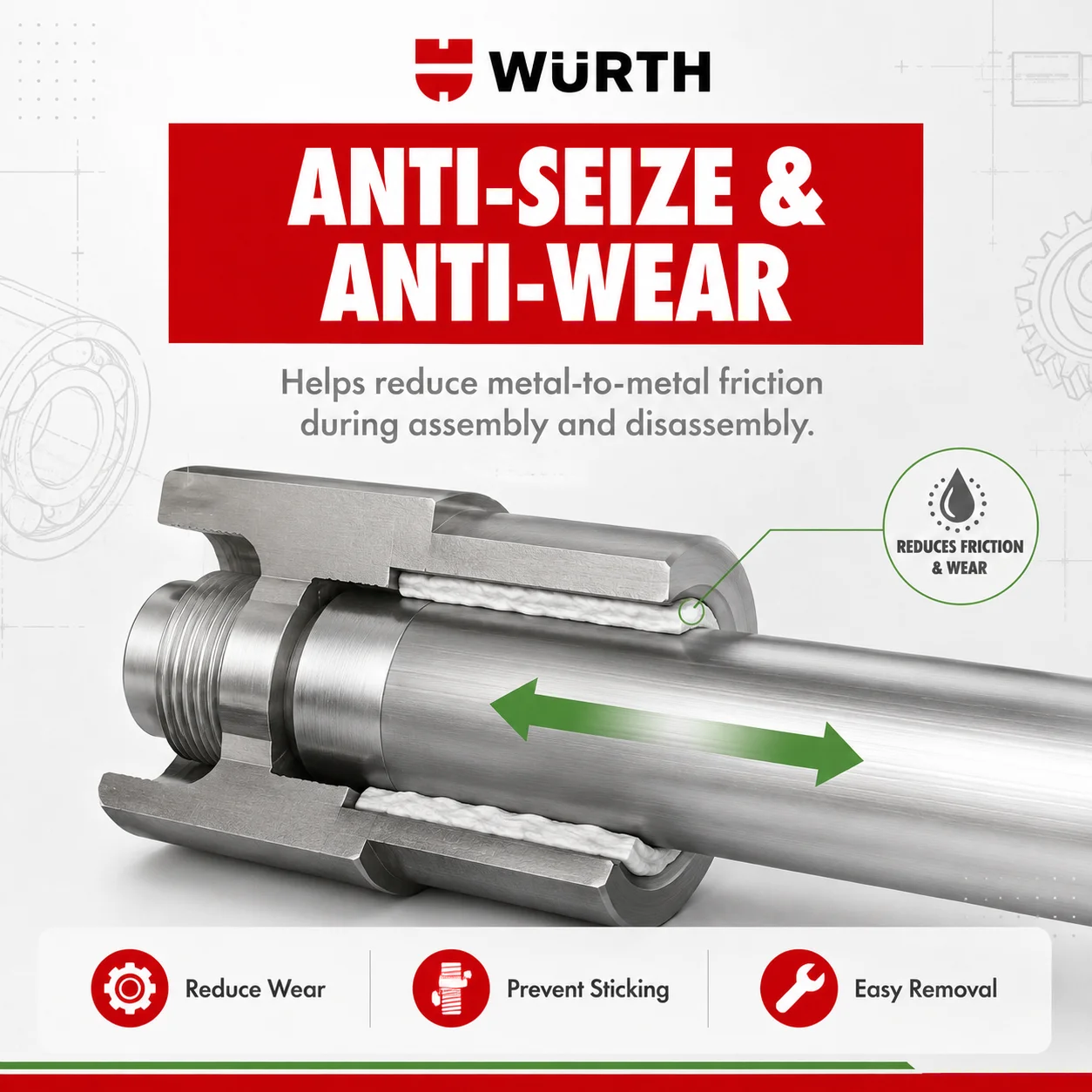 Фото Смазка Wurth Assembly Paste White 100г, твердая, противозадирная, для подшипников, шестерен, направляющих №3