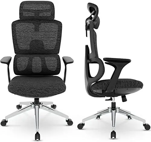 

Офисное кресло-сетка с высокой спинкой, компьютерные стулья с поддержкой поясницы/подлокотниками/регулируемым подголовником/мягким сиденьем/колесами, Swive