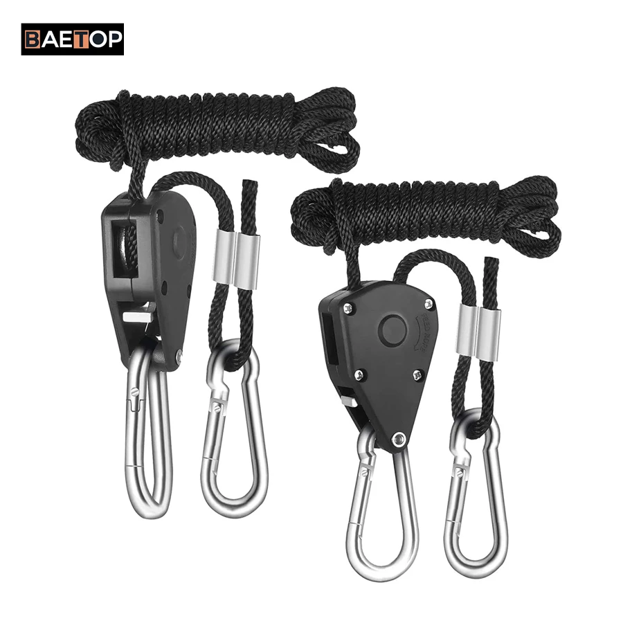 Max 68kg Weight Capacity Premium Adjustable Heavy Duty Rope Clip Ratchet Hangers for Growing Light Filter Fan Loose-Proof Design