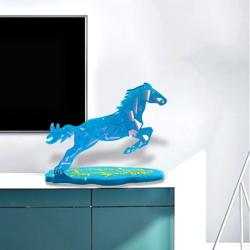 Leopard Horse Table Epoxy Resin Mold DIY Mirror Jumping Leopard Table Leopard Statue Table Decoration Silicone Mold