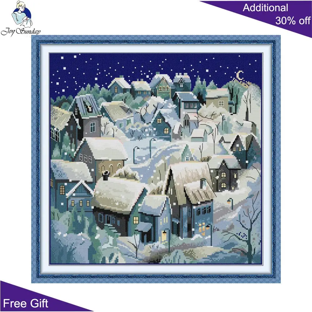 Наборы для вышивки крестом Joy Sunday Night In The Snow 14CT 11CT 16CT вышивка крестиком на холсте