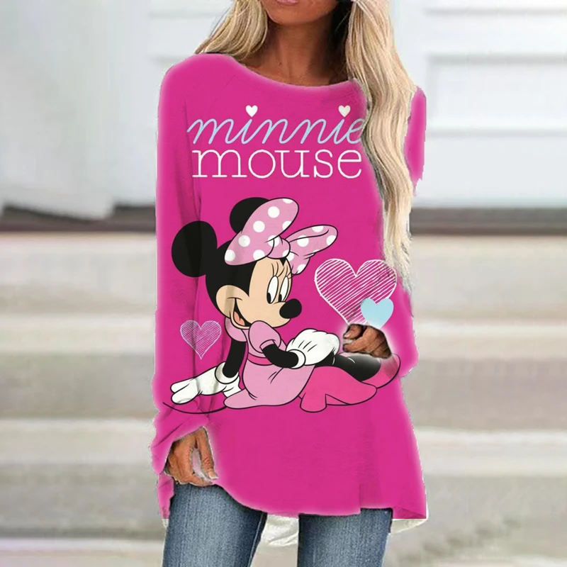 

Vintage Sexy Fashion Dress Women Fall Disney Mickey and Minnie Dress Casual Party Dress O Neck Long Sleeve Vestidos