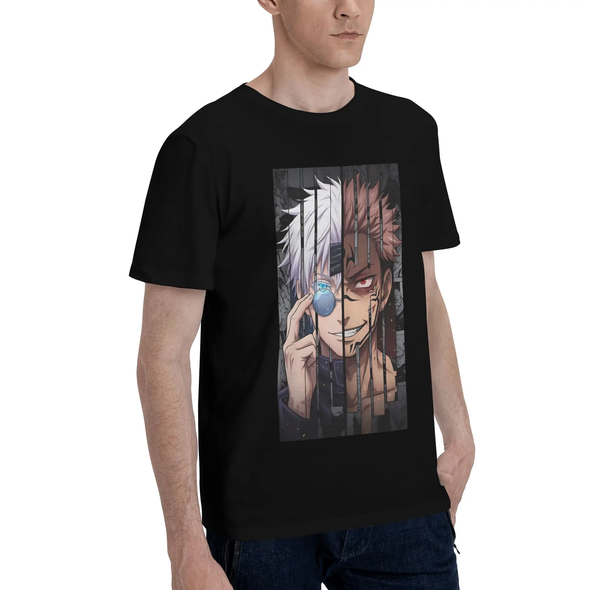 Фото Футболка из 100% хлопка с графическим рисунком Enemy Cut, футболки Bandai Jujutsu Kaisen для мужчин №2