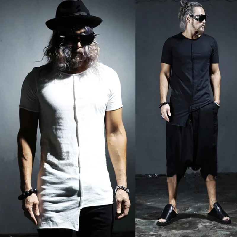 

Individual Man half-sleeve fashion hairstylist youth t-shirt bamboo cotton undershirt Korean version of the summer short-sleeved