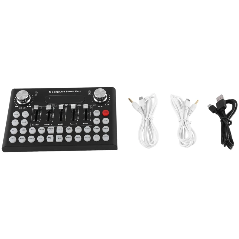 

F007C English Version Professional Convenient Compact Desktop Singing Sound Card Desktop Sound Card Mixer For Live