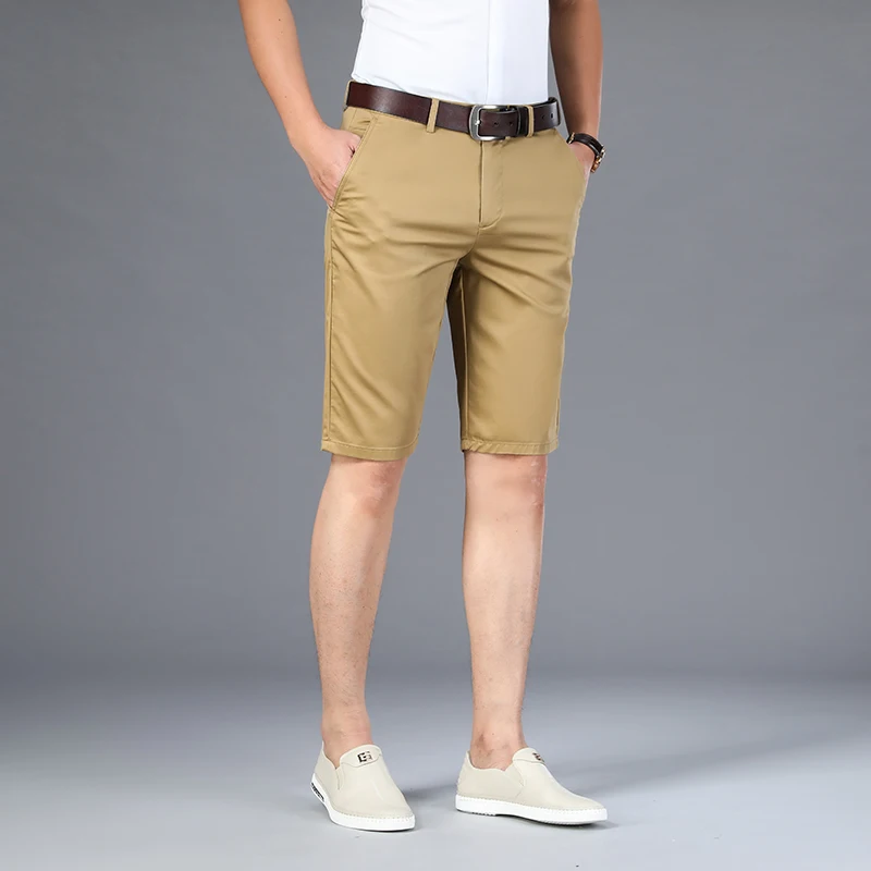 

men's casual shorts 2022 summer new Business Casual Straight Stretch Men's Shorts Men's Khaki Black Dark Blue Khaki