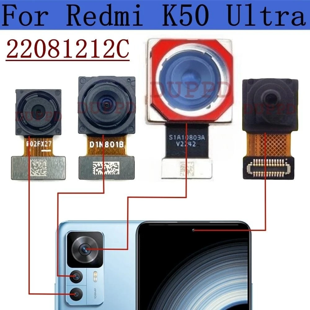 

Задняя камера для Xiaomi Redmi K50 Ultra 22081212C оригинальная фронтальная широкая селфи ультраширокая макро основная фронтальная камера запасная гибкая