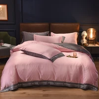 evich brief cherry blossom powder and temperament grey two colors bedding set to double king size autumn sheet quilt cover